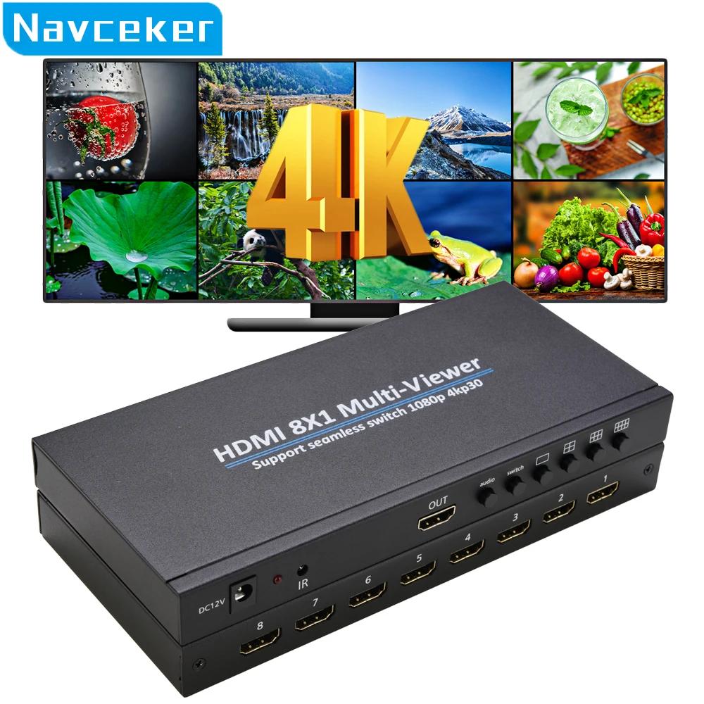 Navceker HDMI ȣȯ Ƽ , IR  ɸ ġ, 4K, 4  8  1 ƿ, 1080P  ũ